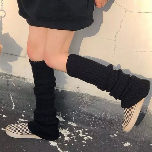 🆕Black Knitted Leg Warmers - Picture 1 of 4